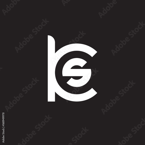 Initial lowercase letter logo ks, sk, s inside k, monogram rounded shape, white color on black background

