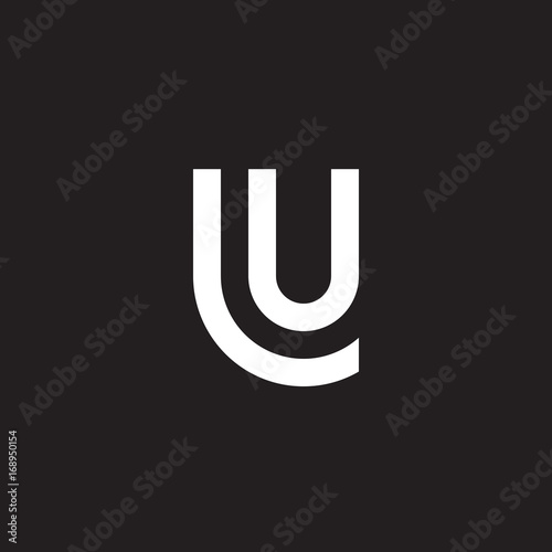 Initial lowercase letter logo lu, ul, u inside l, monogram rounded shape, white color on black background

