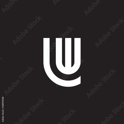 Initial lowercase letter logo lw, wl, w inside l, monogram rounded shape, white color on black background

 photo