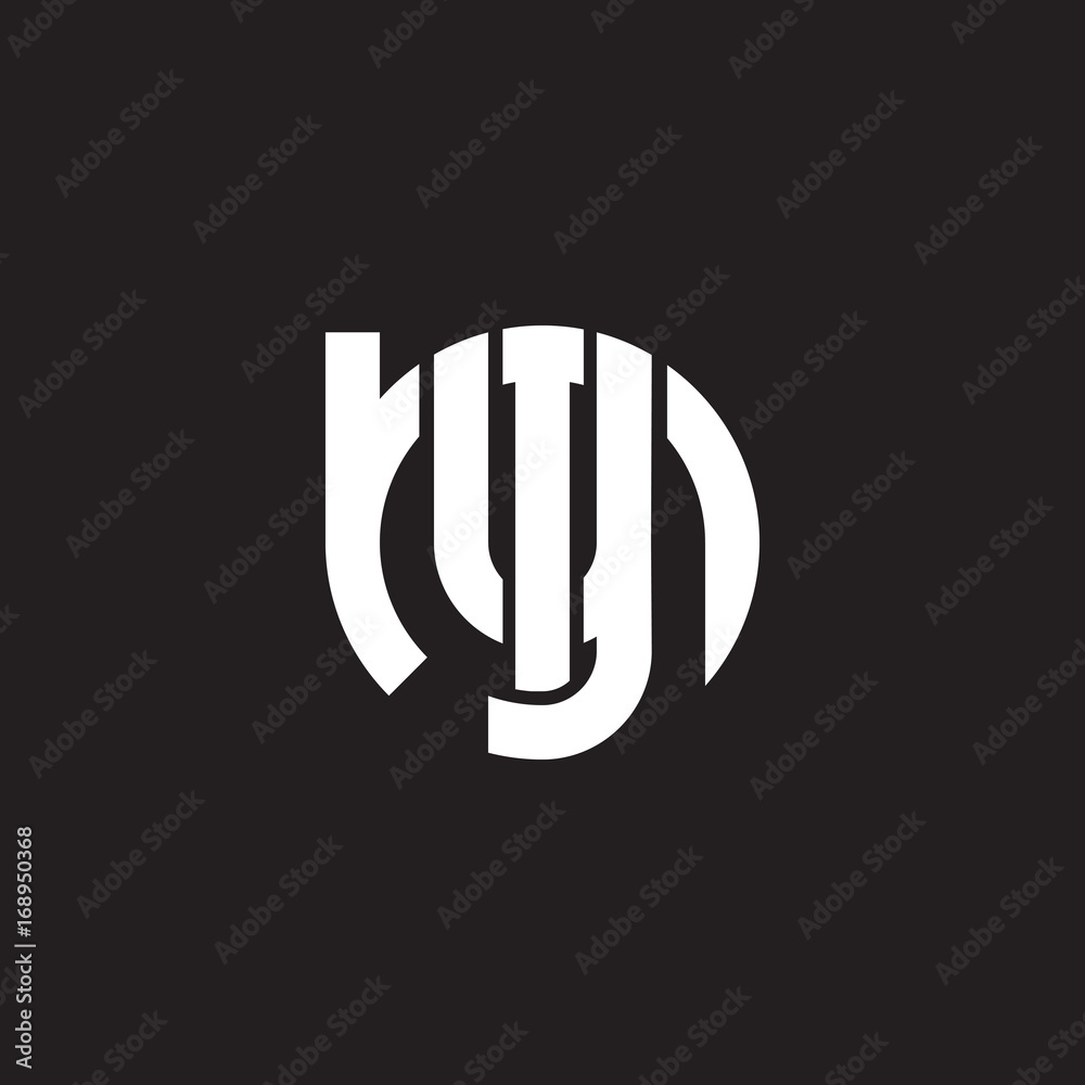 Initial lowercase letter logo my, ym, y inside m, monogram rounded shape, white color on black background Initial lowercase letter logo my, ym, y inside m, monogram rounded shape, white color on black background