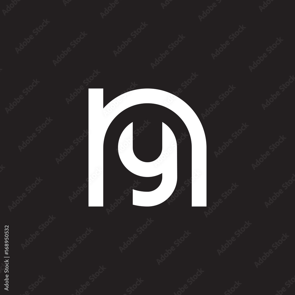 Initial lowercase letter logo ny, yn, y inside n, monogram rounded shape, white color on black background Initial lowercase letter logo ny, yn, y inside n, monogram rounded shape, white color on black background