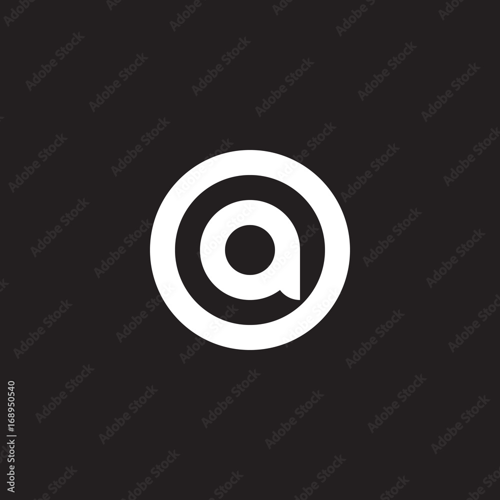 Initial lowercase letter logo oa, ao, a inside o, monogram rounded shape, white color on black background Initial lowercase letter logo oa, ao, a inside o, monogram rounded shape, white color on black background