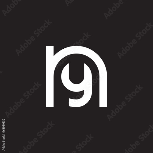 Initial lowercase letter logo ny  yn  y inside n  monogram rounded shape  white color on black background