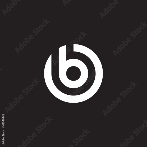 Initial lowercase letter logo ob, bo, b inside o, monogram rounded shape, white color on black background