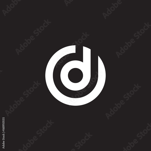 Initial lowercase letter logo od, do, d inside o, monogram rounded shape, white color on black background photo