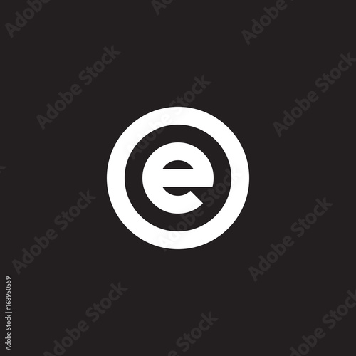 Initial lowercase letter logo oe, eo e inside o, monogram rounded shape, white color on black background