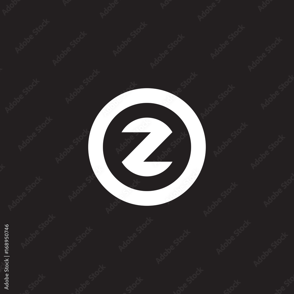 Initial lowercase letter logo oz, zo, z inside o, monogram rounded shape, white color on black background Initial lowercase letter logo oz, zo, z inside o, monogram rounded shape, white color on black background