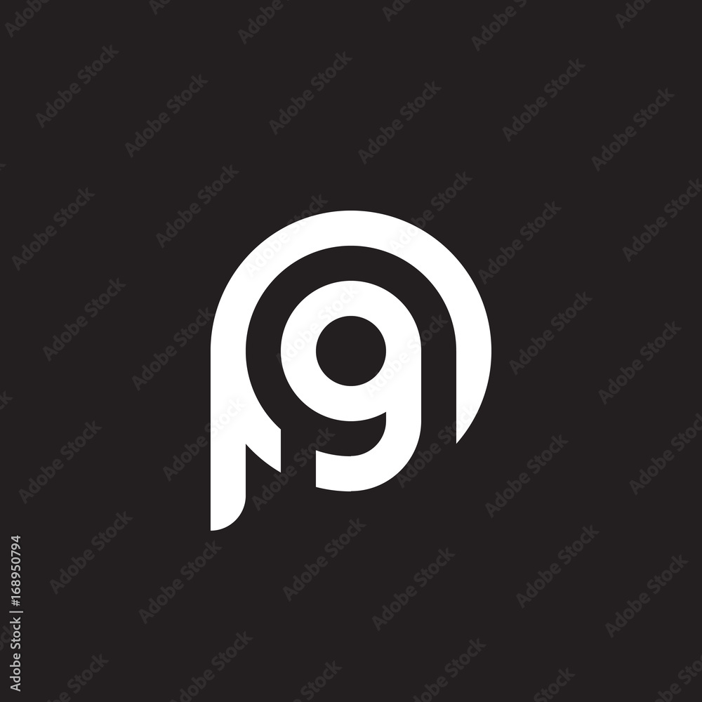 Initial lowercase letter logo pg, gp, g inside p, monogram rounded shape, white color on black background Initial lowercase letter logo pg, gp, g inside p, monogram rounded shape, white color on black background