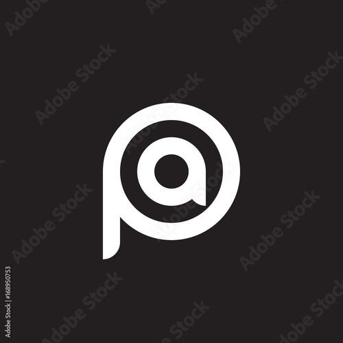 Initial lowercase letter logo pa, ap, a inside p, monogram rounded shape, white color on black background