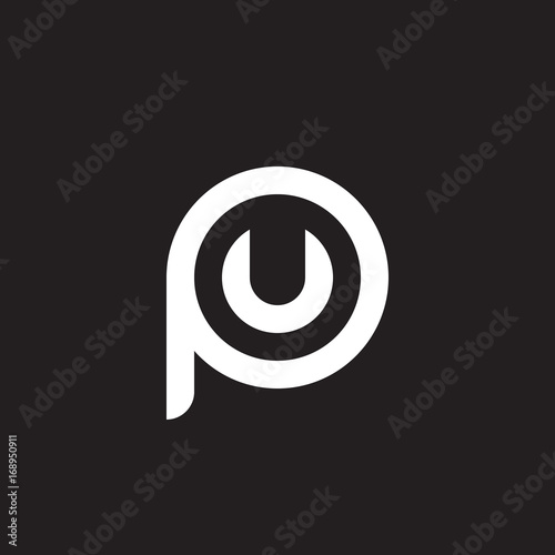 Initial lowercase letter logo pu, up, u inside p, monogram rounded shape, white color on black background