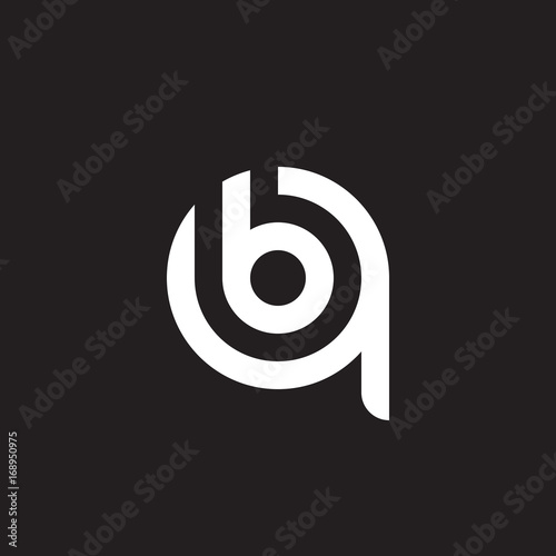 Initial lowercase letter logo qb, bq, b inside q, monogram rounded shape, white color on black background
