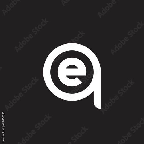 Initial lowercase letter logo qe, eq, e inside q, monogram rounded shape, white color on black background