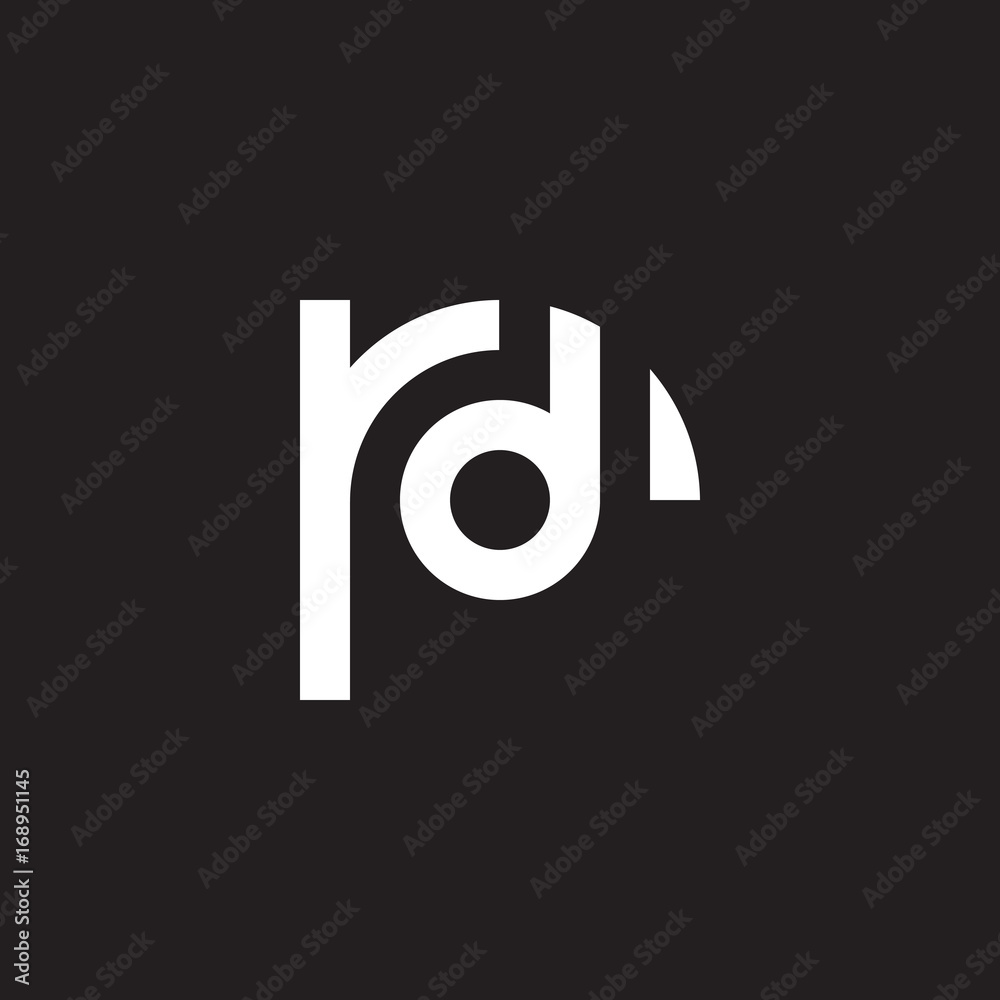 Initial lowercase letter logo rd, dr, d inside r, monogram rounded shape, white color on black background Initial lowercase letter logo rd, dr, d inside r, monogram rounded shape, white color on black background