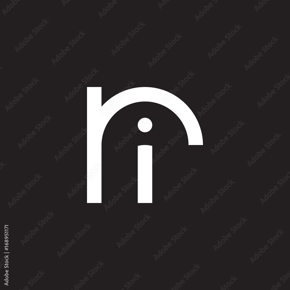 Initial lowercase letter logo ri, ir, i inside r, monogram rounded shape, white color on black background Initial lowercase letter logo ri, ir, i inside r, monogram rounded shape, white color on black background