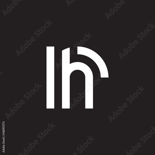 Initial lowercase letter logo rh, hr, h inside r, monogram rounded shape, white color on black background photo