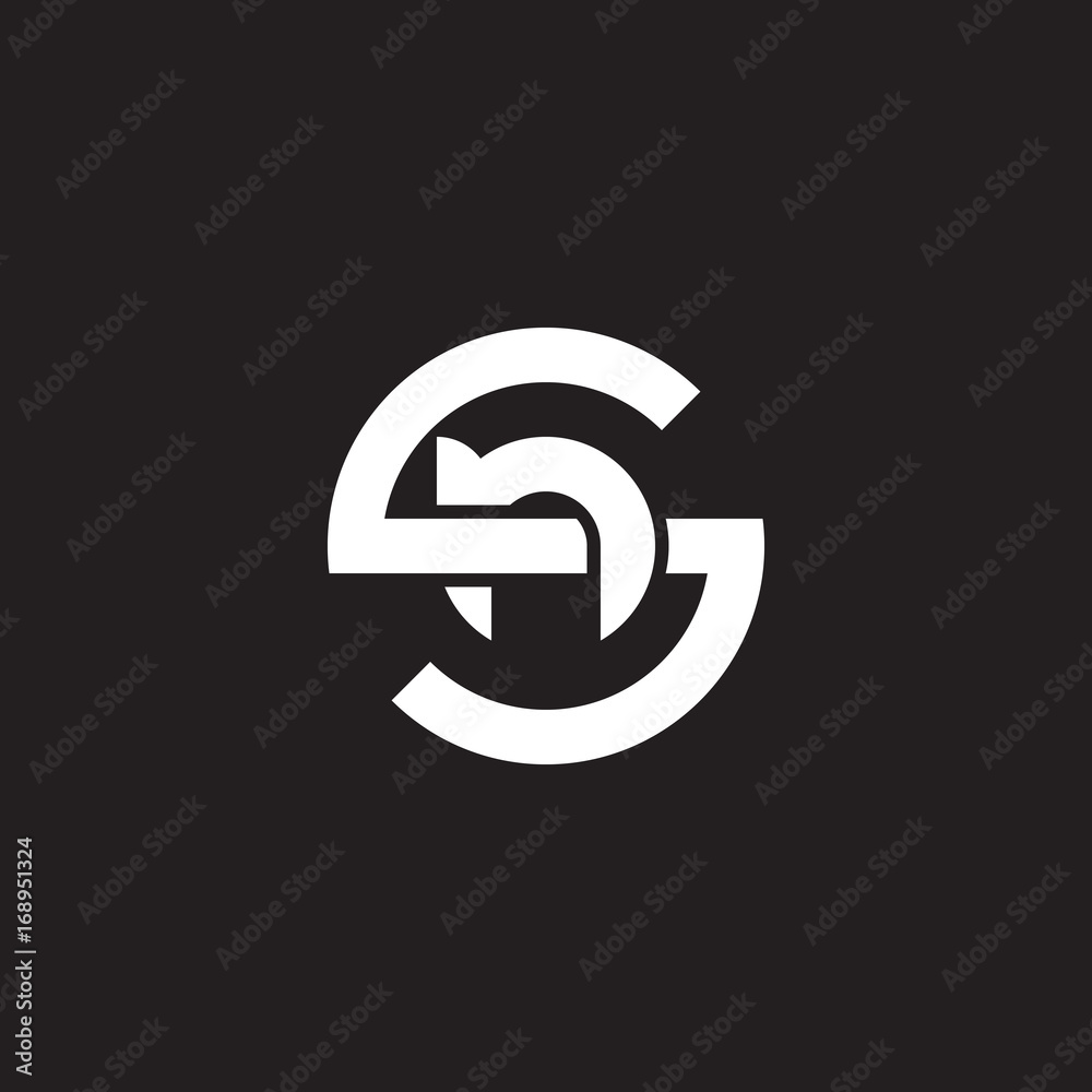 Initial lowercase letter logo sn, ns, n inside s, monogram rounded shape, white color on black background Initial lowercase letter logo sn, ns, n inside s, monogram rounded shape, white color on black background