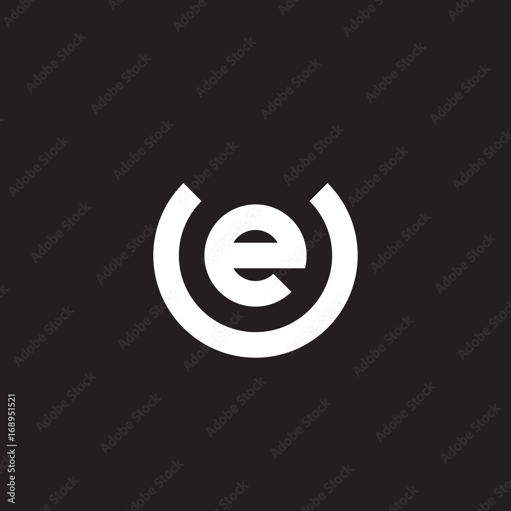 Initial lowercase letter logo ue, eu, e inside u, monogram rounded shape, white color on black background Initial lowercase letter logo ue, eu, e inside u, monogram rounded shape, white color on black background