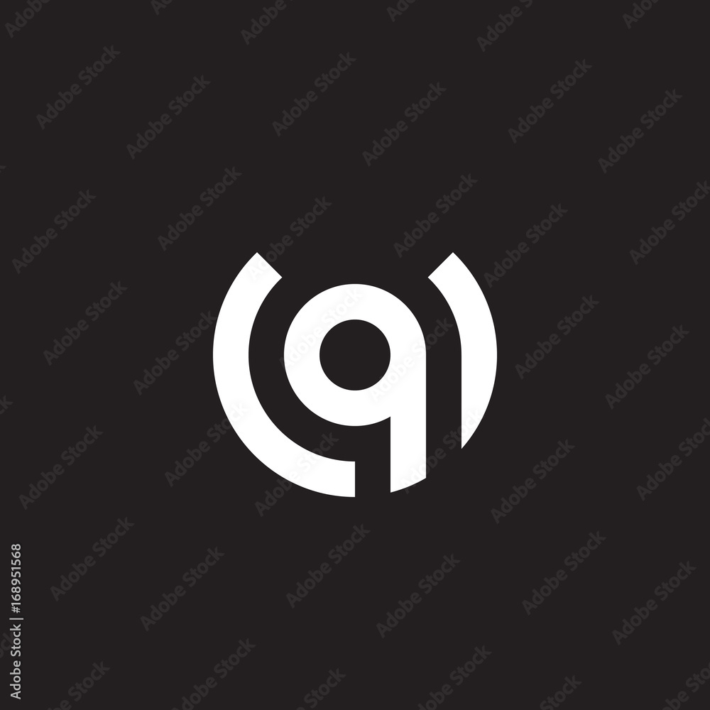 Initial lowercase letter logo uq, qu, q inside u, monogram rounded shape, white color on black background Initial lowercase letter logo uq, qu, q inside u, monogram rounded shape, white color on black background