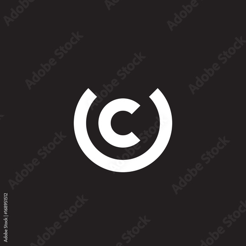Initial lowercase letter logo uc, cu, c inside u, monogram rounded shape, white color on black background