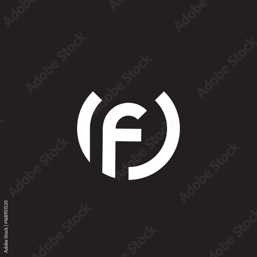 Initial lowercase letter logo uf, fu, f inside u, monogram rounded shape, white color on black background
