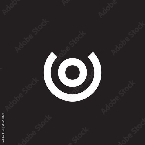 Initial lowercase letter logo uo, ou, o inside u, monogram rounded shape, white color on black background