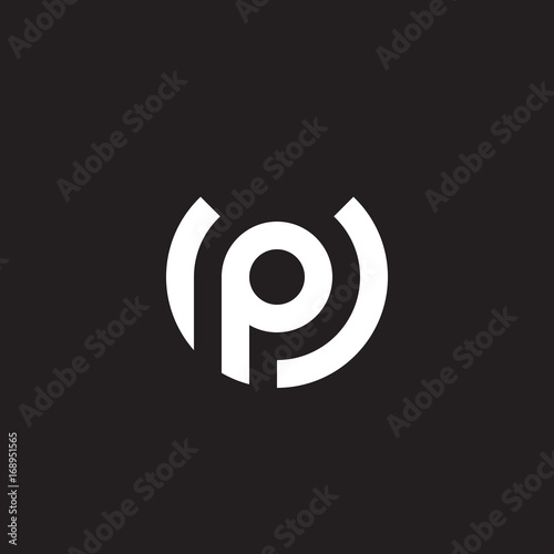 Initial lowercase letter logo up, pu, p inside u, monogram rounded shape, white color on black background