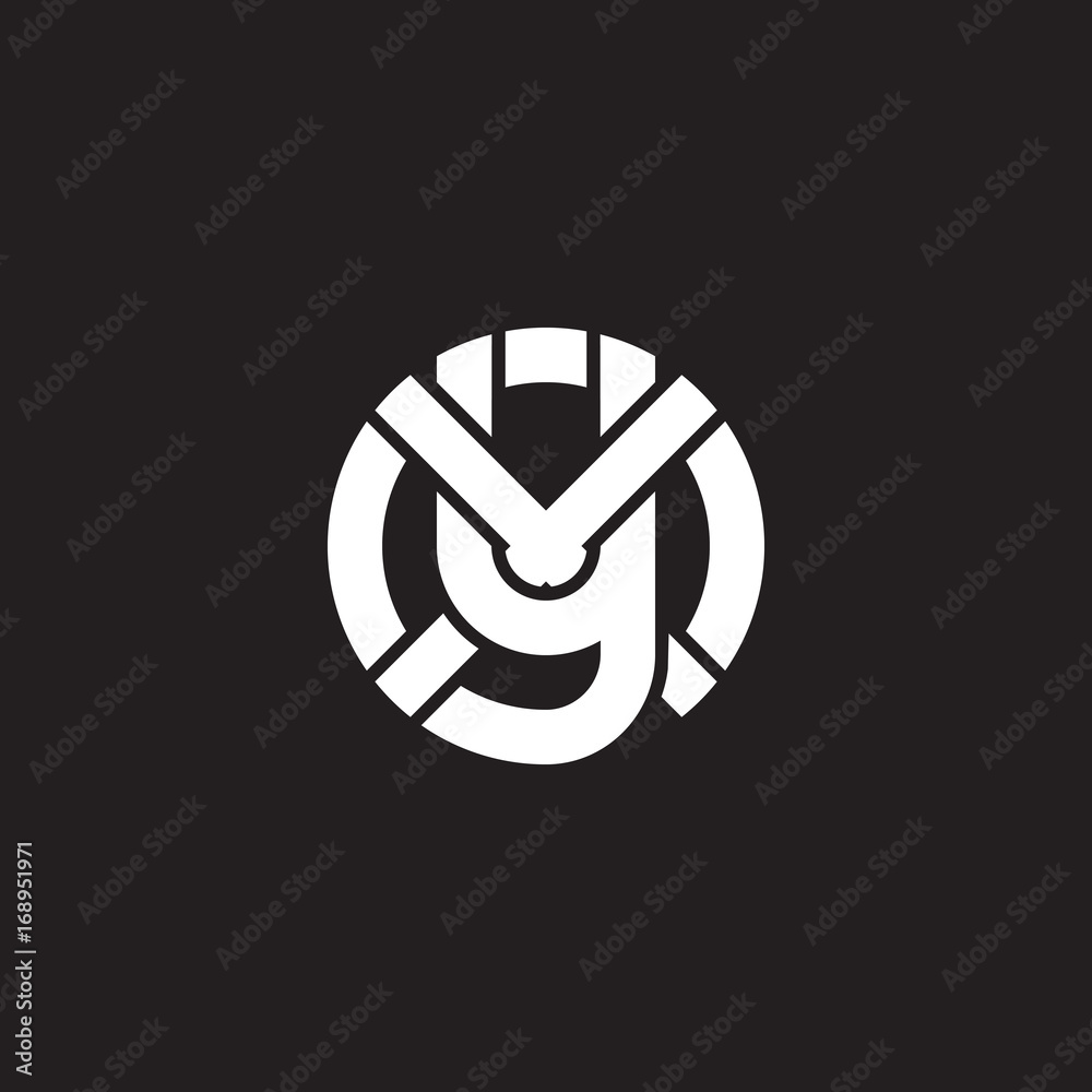 Initial lowercase letter logo xy, yx, y inside x, monogram rounded shape, white color on black background

