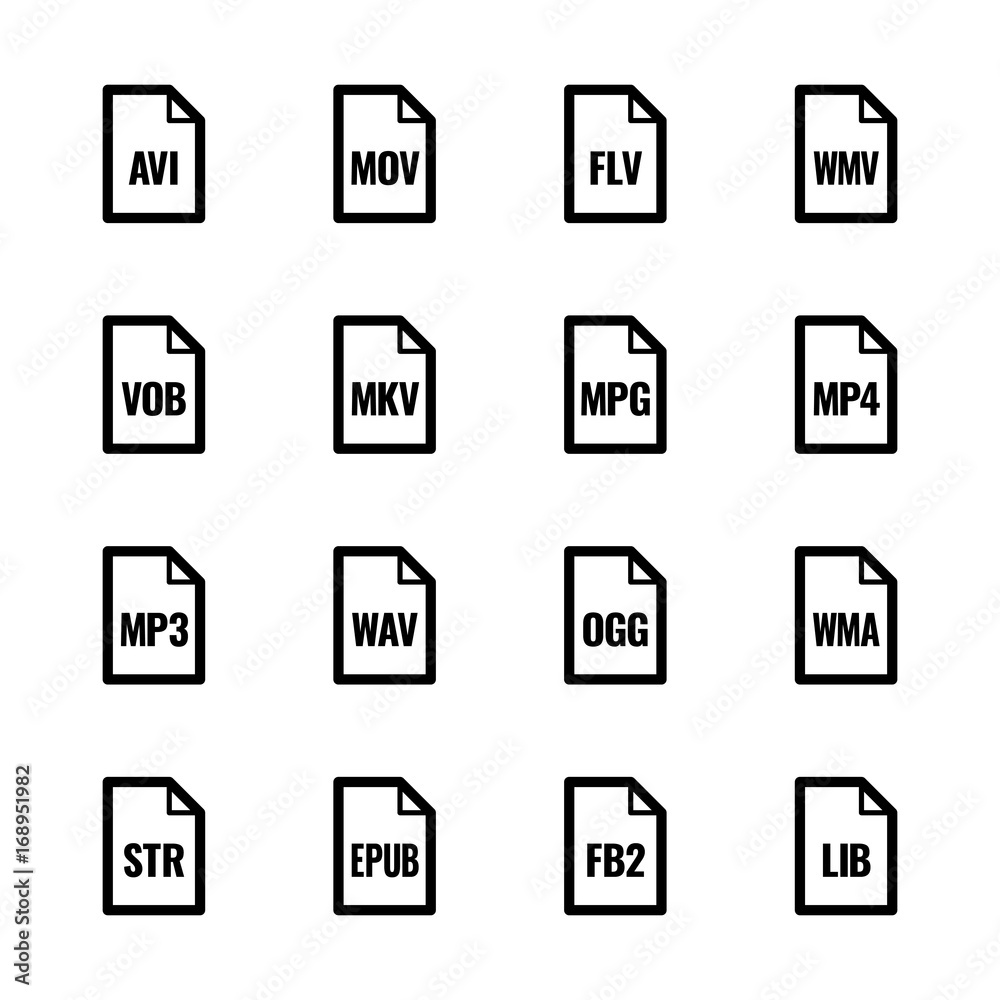 File type icons: Video, sound, and books – Bazza UL series