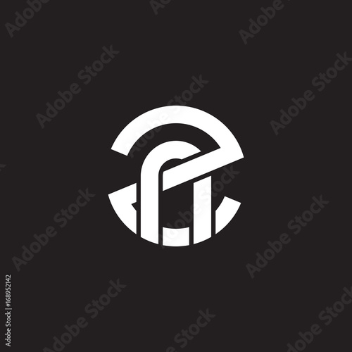 Initial lowercase letter logo zn, nz, n inside z, monogram rounded shape, white color on black background

