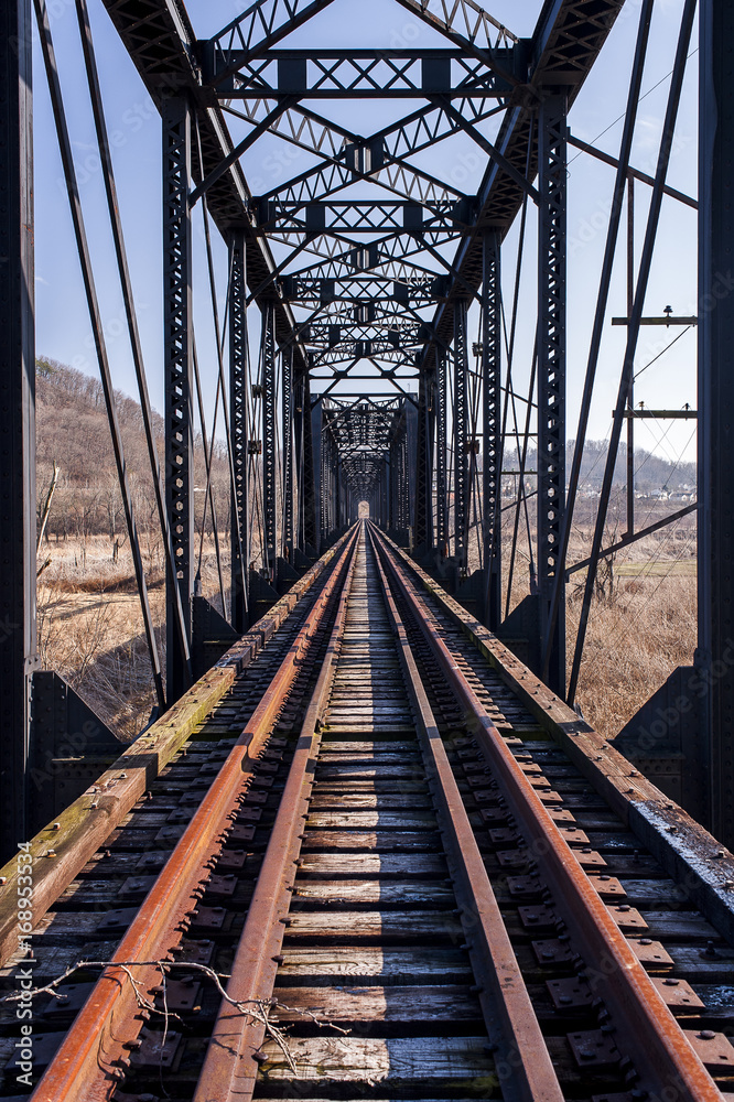 Abandoned Pratt Through Truss Railroad Bridge - Track View