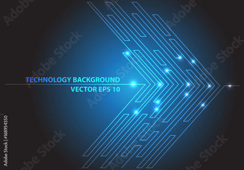 Abstract blue line light arrow circuit futuristic technology network internet graphic design background vector illustration.