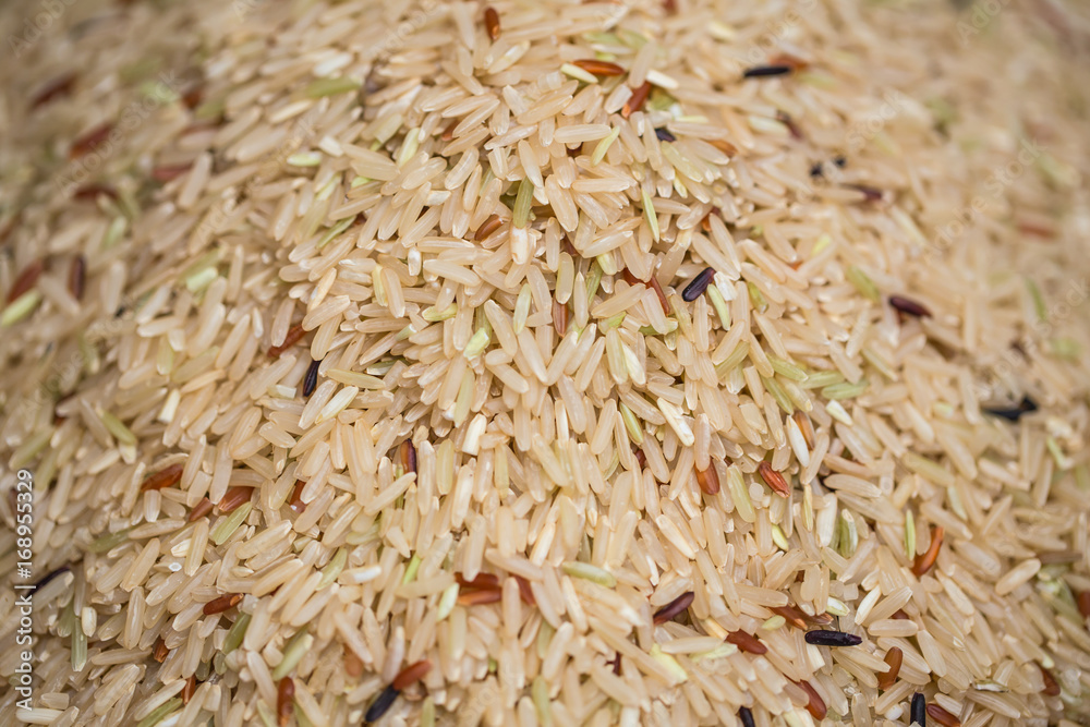 oganic brown rice or riceberry healthy food source of fiber and high vitamin nutrition from Thailand
