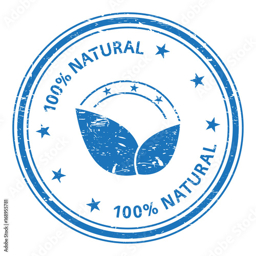 100 percent natural with leaf icon. Natural stamp. Natural rubber stamp. Vector Natural stamp. Natural Grunge stamp. Roter stempel.