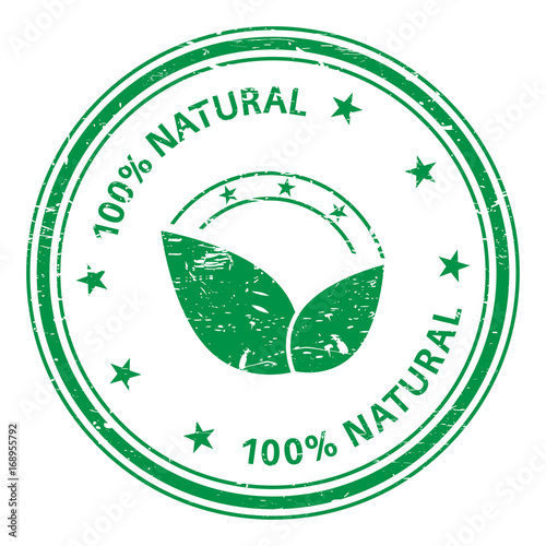 100 percent natural with leaf icon. Natural stamp. Natural rubber stamp. Vector Natural stamp. Natural Grunge stamp. Roter stempel.
