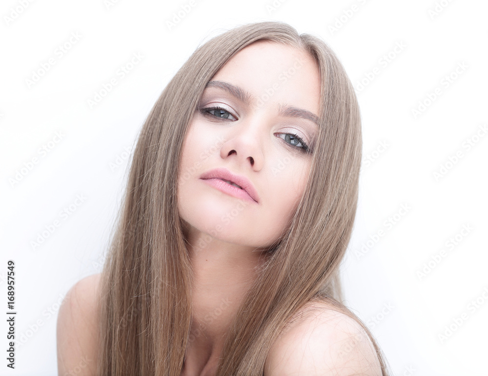 portrait of young modern girl with long hair portrait of young modern girl with long hair