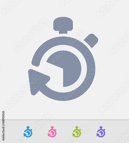 Stopwatch & Arrow - Granite Icons. A professional, pixel-perfect icon designed on a 32x32 pixel grid and redesigned on a 16x16 pixel grid for very small sizes