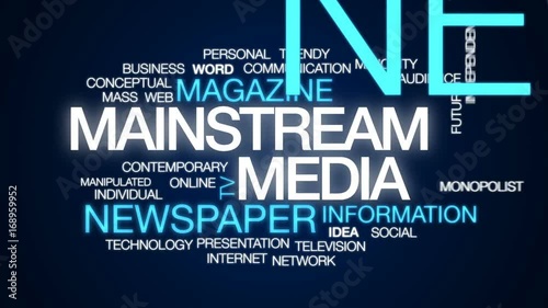 Mainstream media animated word cloud, text design animation. photo