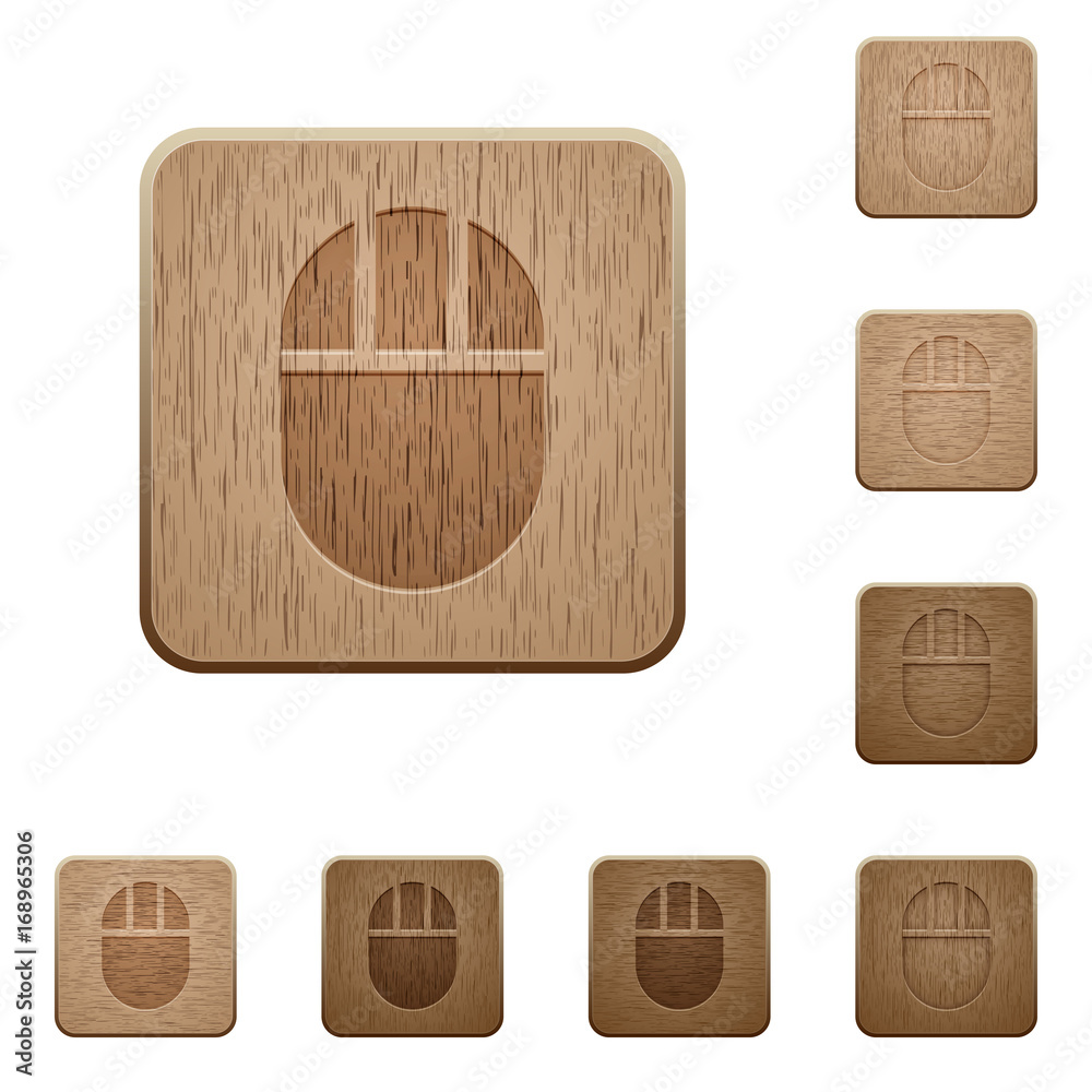 Three buttoned computer mouse wooden buttons