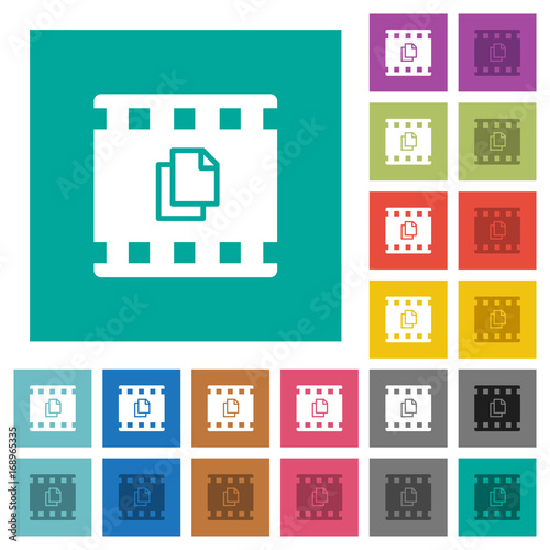 Copy movie square flat multi colored icons