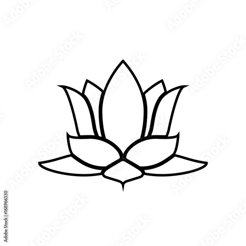Lotus flower black color icon .