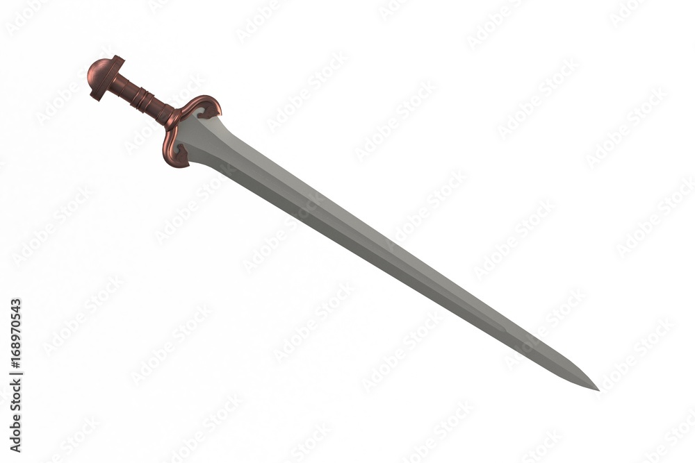 Sword displayed by diagonal, isolated on white background, 3D rendering Sword displayed by diagonal, isolated on white background, 3D rendering