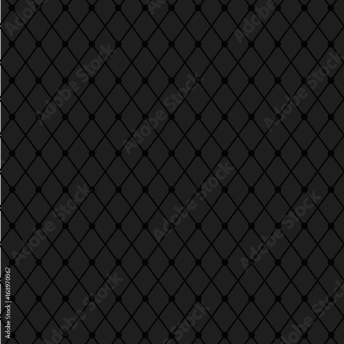Black geometric textile seamless pattern with circles. Vector illustration