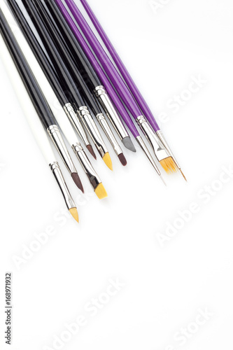 Set of professional manicure brushes