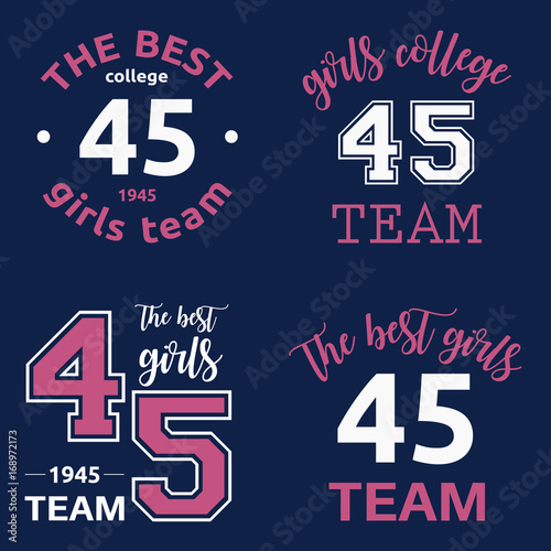 The best girls team college logo 45 isolated vector set