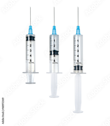 empty and full syringe isolated on white background