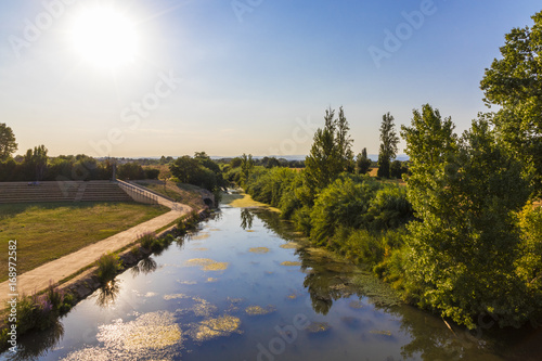 The river Orb at sunset in Beziers, Southern France