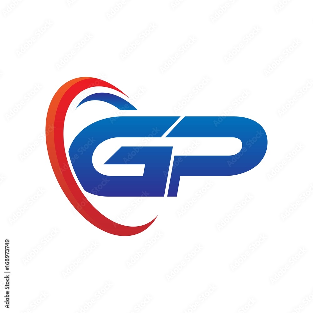modern dynamic vector initial letters logo gp with circle swoosh red blue modern dynamic vector initial letters logo gp with circle swoosh red blue