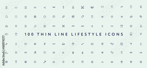 Big Set of Thin Line Stroke Miscellaneous Lifestyle Vector Icons. Anatomy, burger, book, handshake, car, lemon, lipstick, hipster, fashion, mascara, drink, bible, halloween.