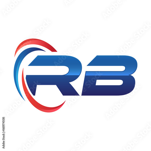 initial letter logo swoosh red blue
