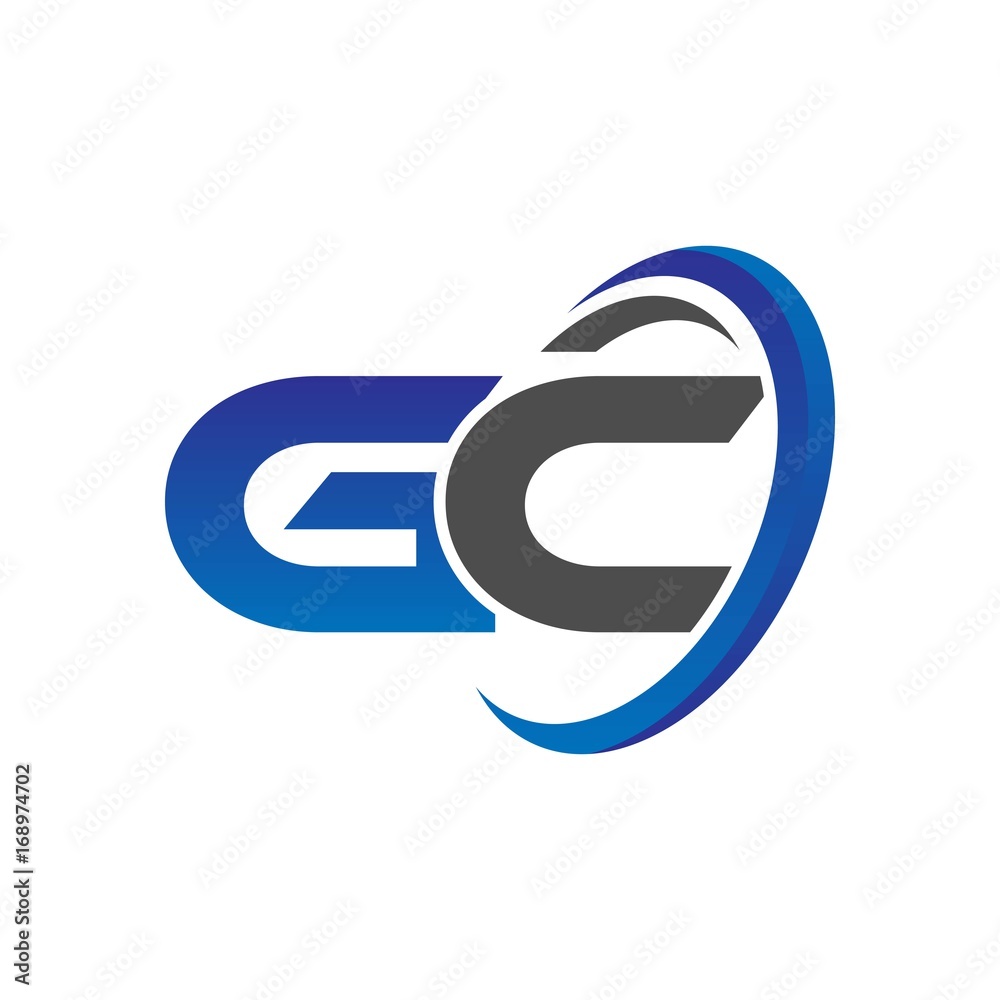 vector modern initial logo letters gc with circle swoosh blue gray vector modern initial logo letters gc with circle swoosh blue gray